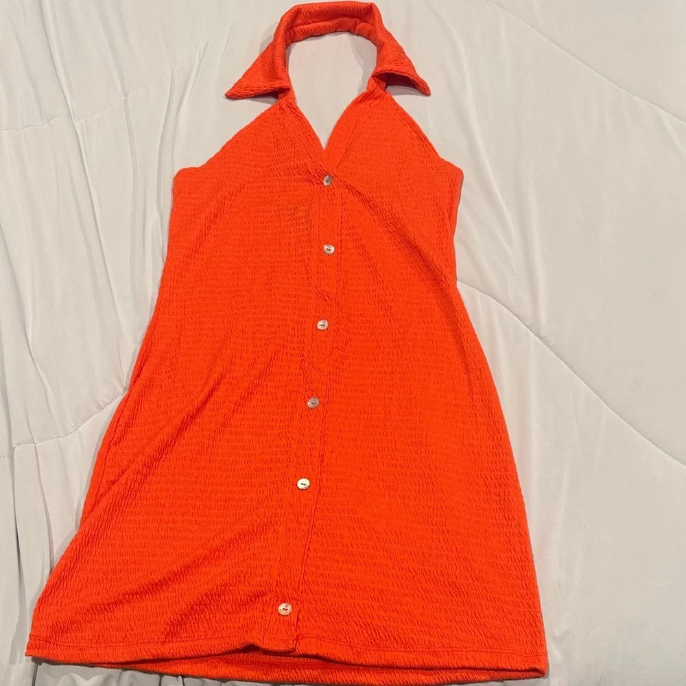 Lulu’s Orange Halter Dress Size M NWOT - Picture 2 of 7
